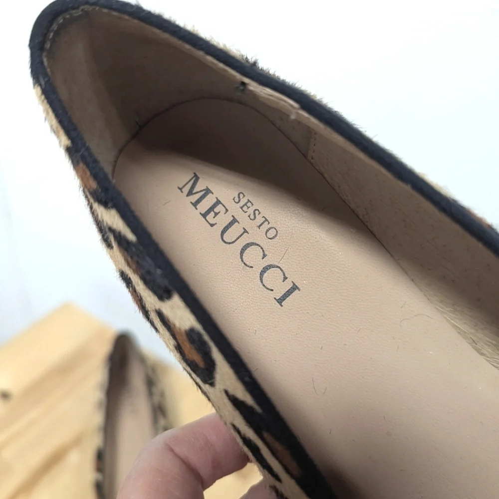 Vintage Sesto Meucci Pony Hair Leopard Print Flats Made in Spain Leather 9